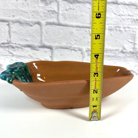 Terracotta Bowl Handcrafted Ceramic Southwest Chili Pepper Green Glaze Vintage - Picture 8 of 11